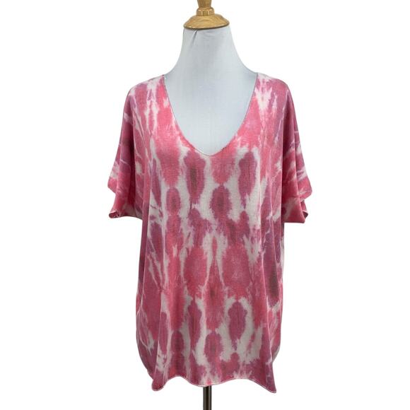 Free for Humanity Shirt Womens OS One Size Metallic Short Sleeve Tie Dye V Neck - Picture 1 of 11